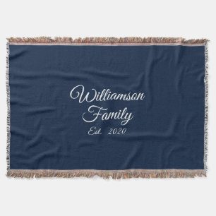 Cobertor Personalizar sobrenome do casal, ano, número azul-