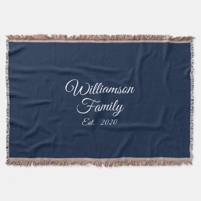Cobertor Personalizar Sobrenome do casal, ano, número navy (Frente)