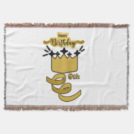 Cobertor  Personalized 9th Birthday King Crown Design