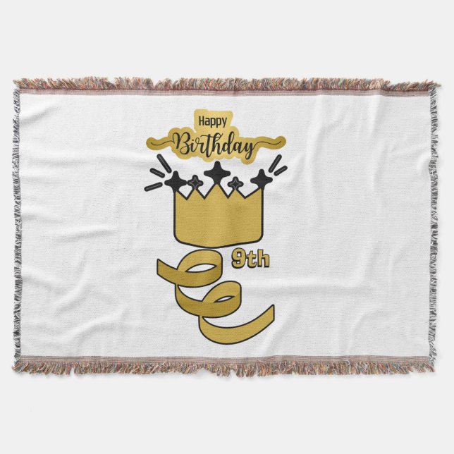 Cobertor  Personalized 9th Birthday King Crown Design (Frente)