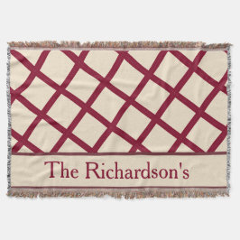 Cobertor Personalized Burgundy Cream Lattice Elegant Chic