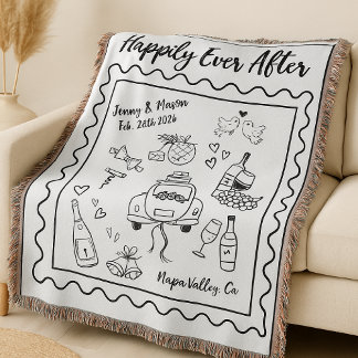 Cobertor Personalized “Happily Ever After” Wedding Blanket