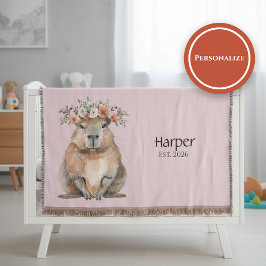 Cobertor Personalized Nursery Blanket • Capybara Baby Decor