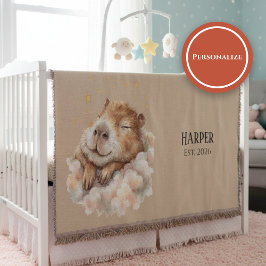 Cobertor Personalized Nursery Blanket • Sleepy Capybara