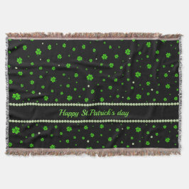Cobertor Personalized Pattern of green shamrocks with pearl