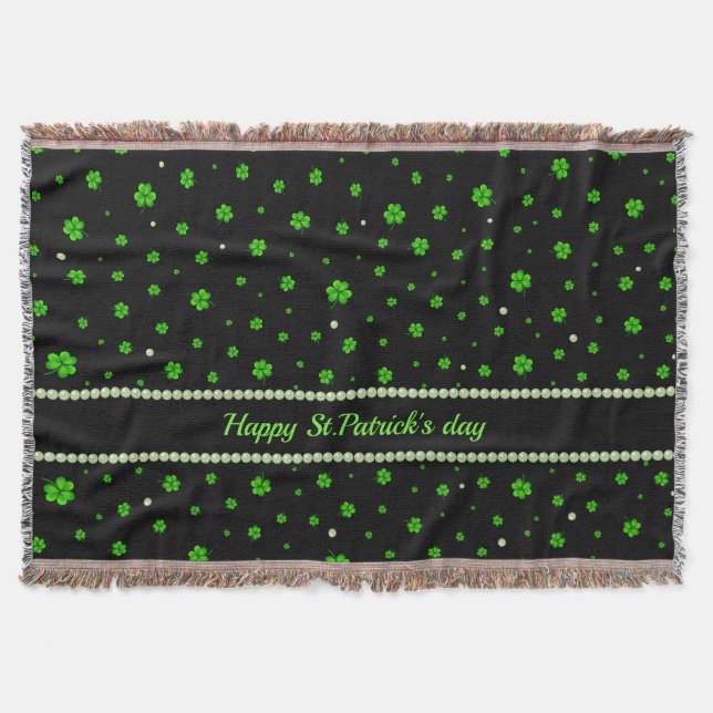 Cobertor Personalized Pattern of green shamrocks with pearl (Frente)