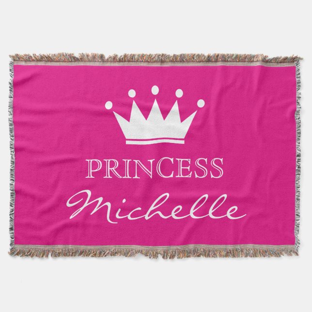 Cobertor Personalized pink princess crown throw blanket (Frente)