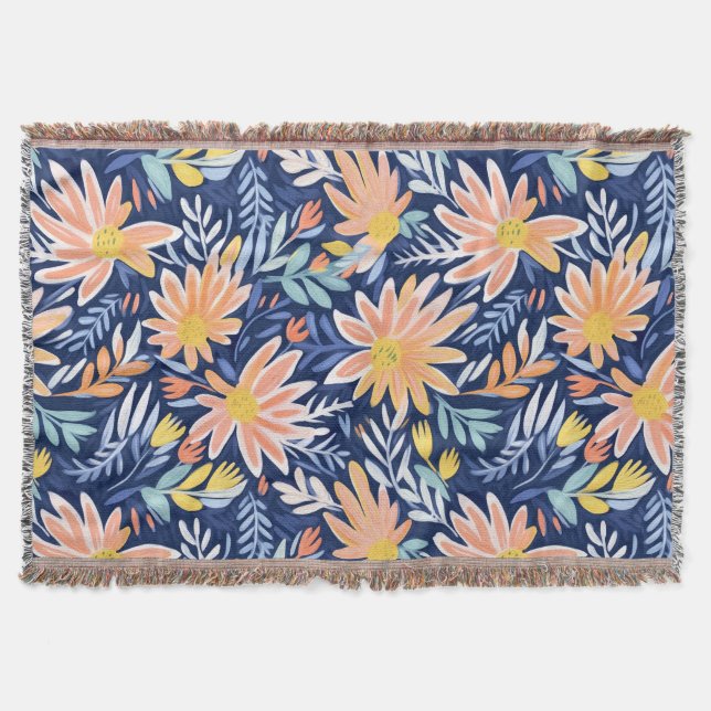 Cobertor Pessel azul folk floral (Frente)