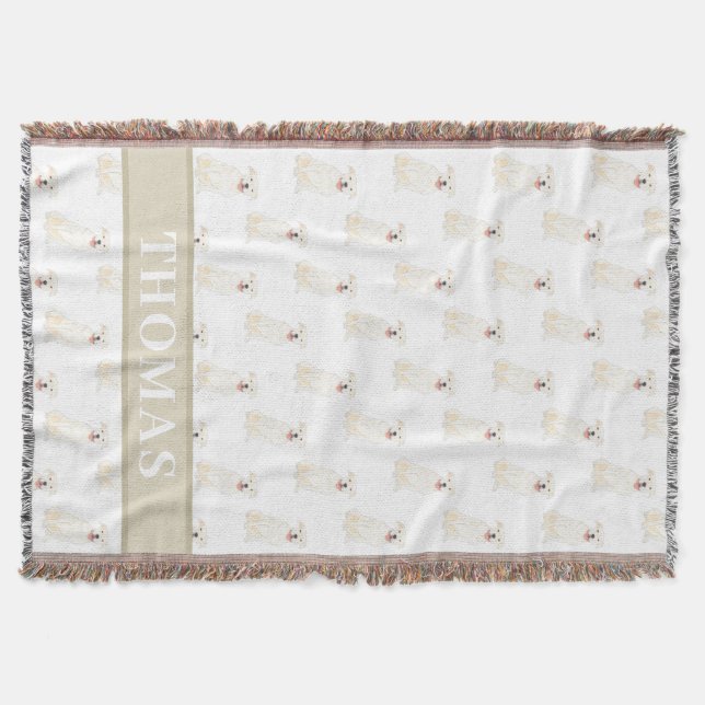 Cobertor Pessoal Pitbull Personalizado (Branco) (Frente)