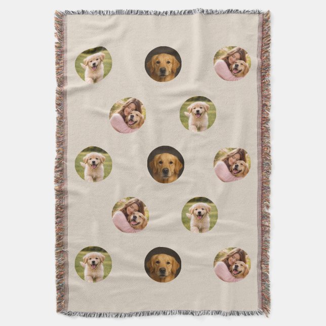 Cobertor Pet Family Photo Mother's Day Blanket Beige (Frente Vertical)