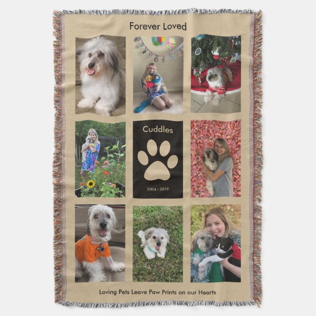 Cobertor Pet Memorial Throw Blanket - Personalizado (Frente Vertical)