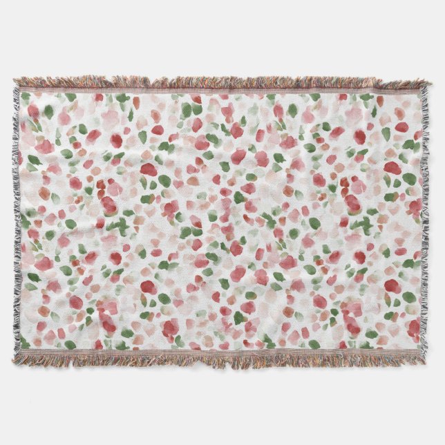 Cobertor Pétalas de Flor Vermelhas Verdes (Frente)