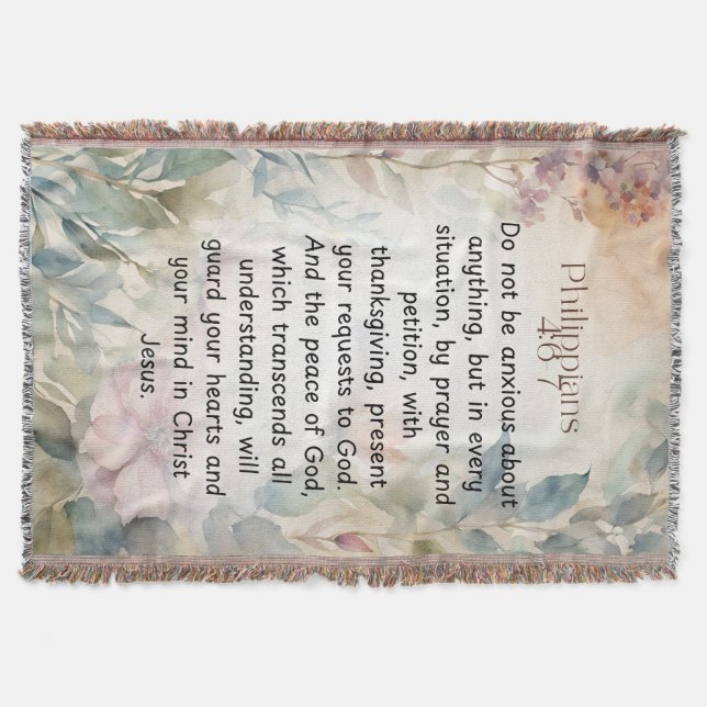 Cobertor Philippians 4:6-7 Christian Bíblia Verse Watercolo (Frente)