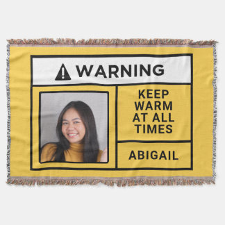 Cobertor Photo Warning Quote Name Yellow