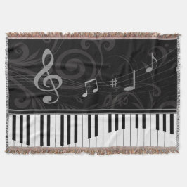 Cobertor Piano Whimsical e Notas Musicais