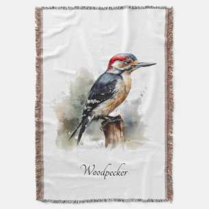 Cobertor Pica-pau Woodland Aquarela, personalizado