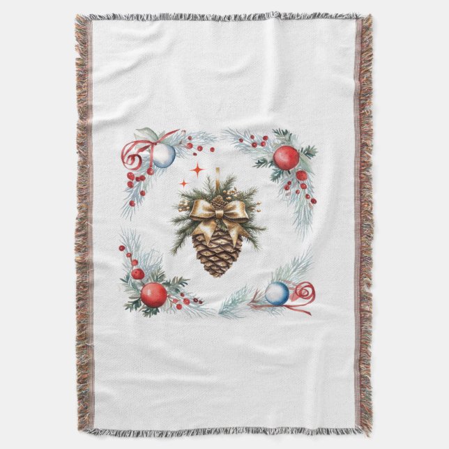 Cobertor Pine Cone Cercado Por Fio E Ornamentos (Frente Vertical)