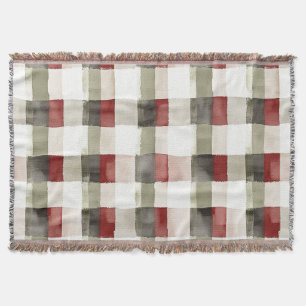 Cobertor Pine Green Ivory Red Strips Natal
