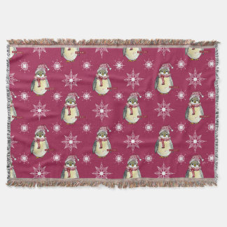 Cobertor Pinguim de Aquarela e Floco de Neve de Férias