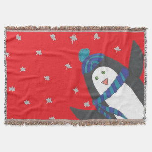 Cobertor Pinguim de Natal em Vermelho