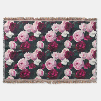 Cobertor Pink and Red Painted Roses