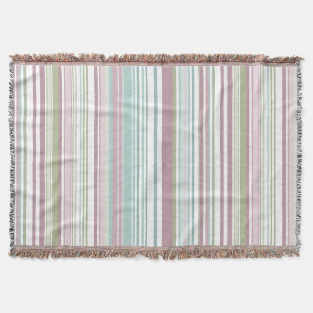 Cobertor Pink, Aqua, mint, spring rain and mauve stripes (Frente)