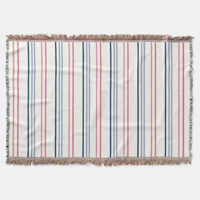 Cobertor Pink blue and white stripes (Frente)