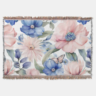 Cobertor Pink clássico e Bunch Flor Azul