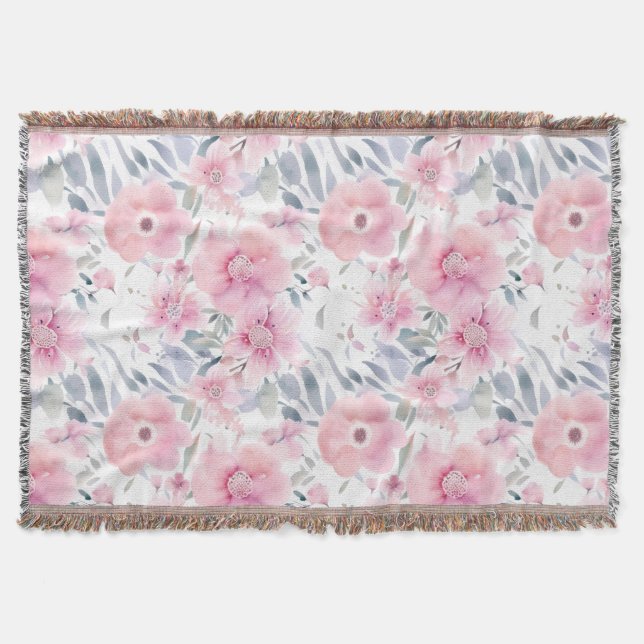 Cobertor Pink Floral Watercolor  (Frente)