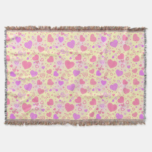 Cobertor Pink Hearts Pattern 01 Lyellow BG