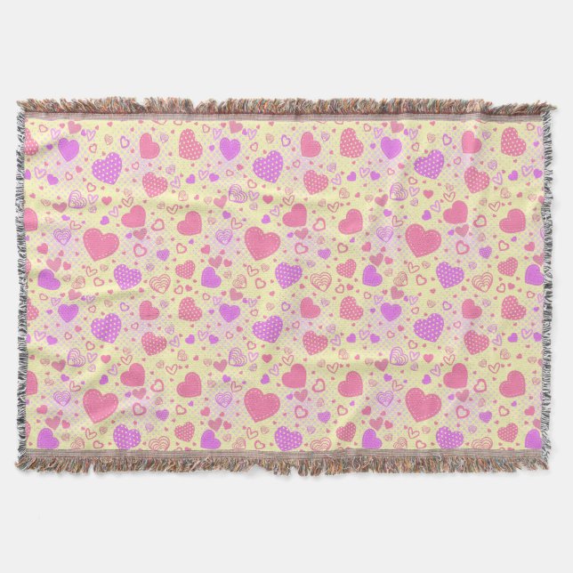 Cobertor Pink Hearts Pattern 01 Lyellow BG (Frente)