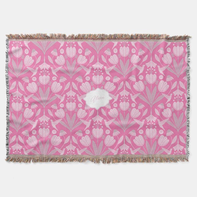 Cobertor Pink Hummingbird Coquette Flor personalizado (Frente)