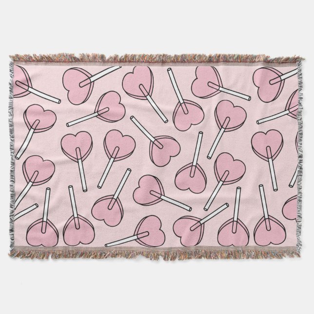 Cobertor Pink Lollipops, Heart Lollipops, Lollipop Pattern (Frente)