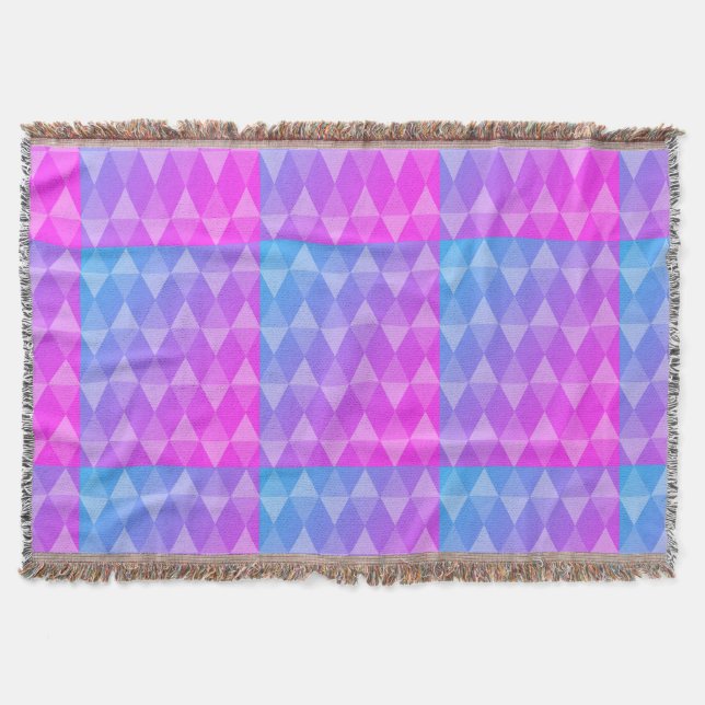 Cobertor Pink, Purple, Blue Diamond Pattern (Frente)