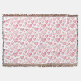 Cobertor Pink Watercolor Valentine Hearts 