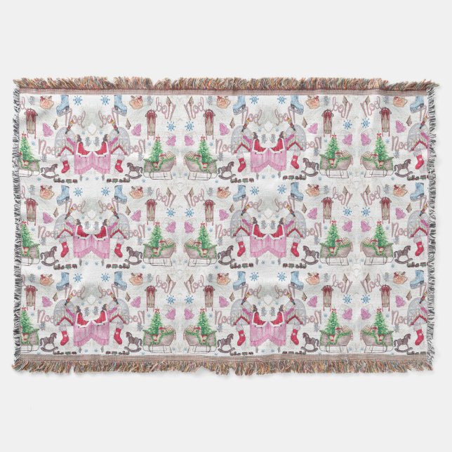 Cobertor Pintado com a mão de folhosas de Natal (Frente)