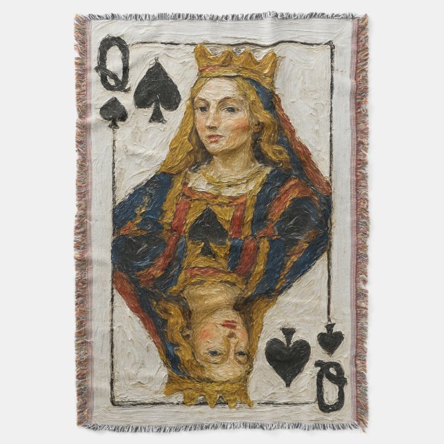 Cobertor Pintura a Óleo da Rainha de Espadas (Frente Vertical)