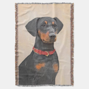 Cobertor Pintura Alemã Pinscher Pintura Original Arte Anima