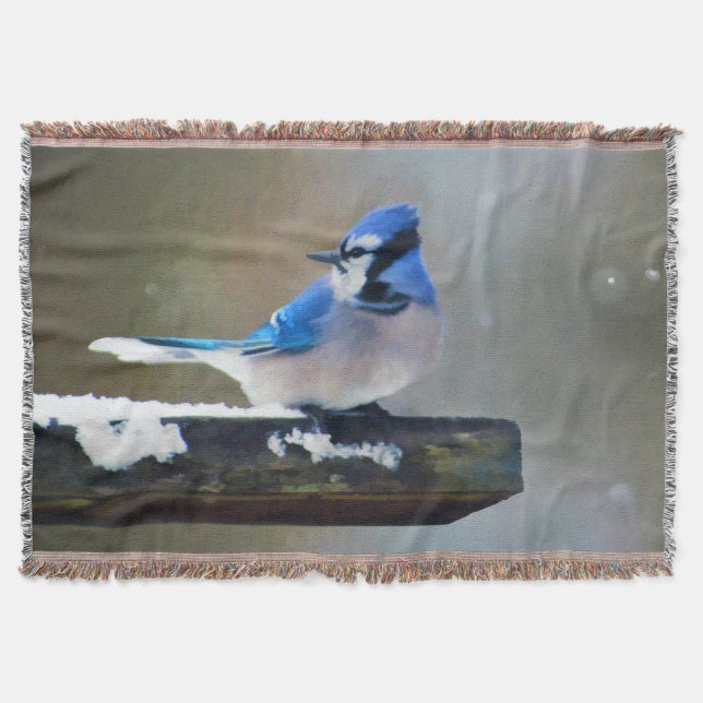 Cobertor Pintura Blue Jay - Arte Original para Pássaros (Frente)