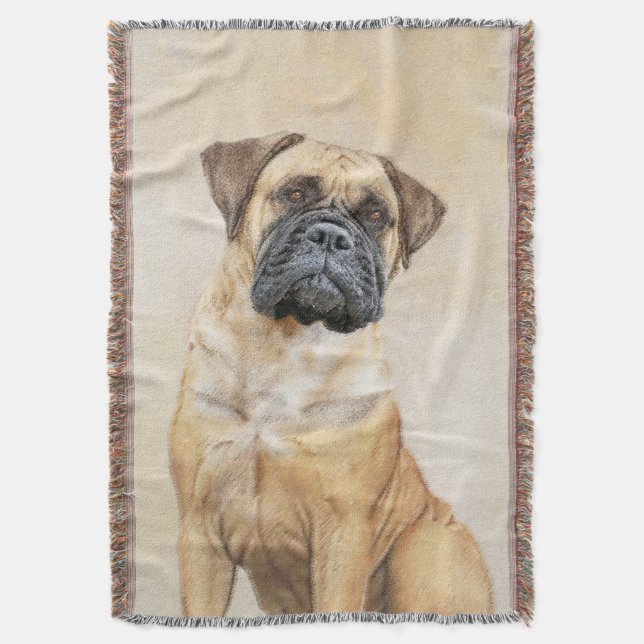 Cobertor Pintura Bullmastiff - Arte Cachorra Original (Frente Vertical)