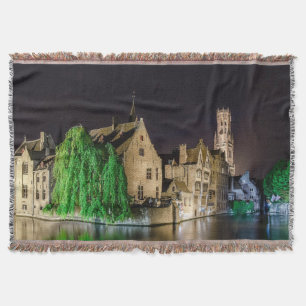 Cobertor Pintura da cidade antiga de Bruges e da torre de B