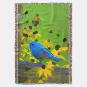 Cobertor Pintura de Bunting Indigo - Arte de Pássaro Origi