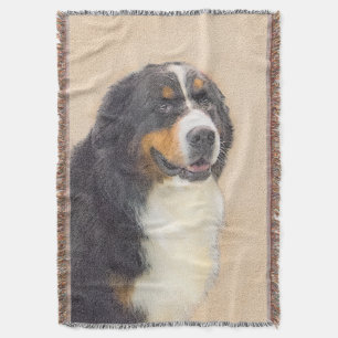 Cobertor Pintura De Cão Da Montanha Bernese - Arte Origina