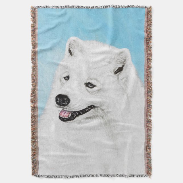 Cobertor Pintura de Samoyed - Arte Original de Cachorro Fof (Frente Vertical)