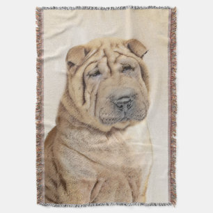Cobertor Pintura de Shar Pei - Arte de Cão Original Bonita