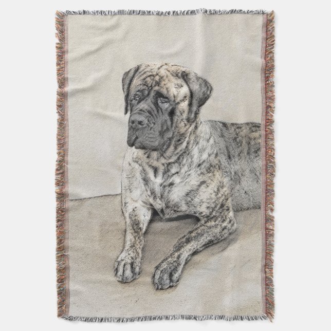 Cobertor Pintura do Mastiff Inglês (Brindle) - Arte Canina (Frente Vertical)