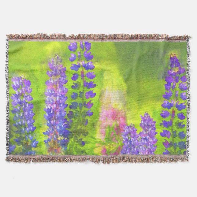 Cobertor Pintura em Lupine - Arte Flor Original (Frente)