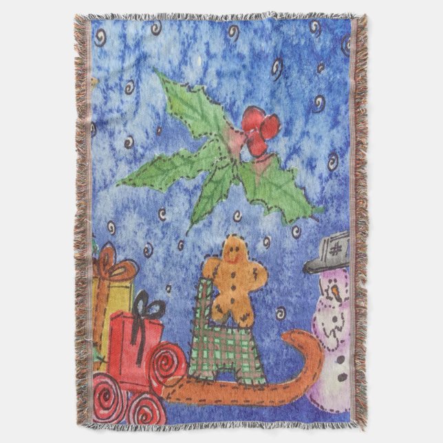 Cobertor Pintura por Aquarela de Natal Whimsical Cheer (Frente Vertical)