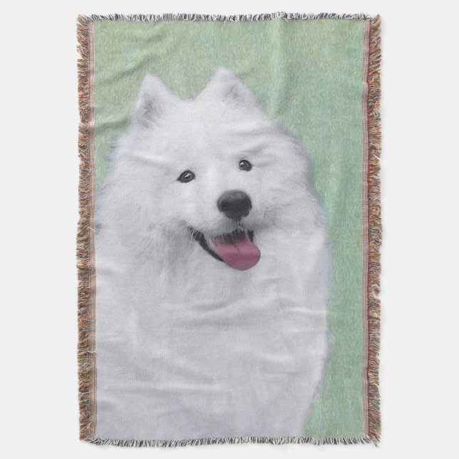 Cobertor Pintura Samoyed - Arte Cachorosa Original (Frente Vertical)