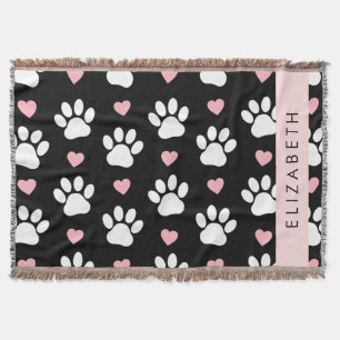 Cobertor Pinturas De Cães, Patas Brancas, Corações Rosa, Se